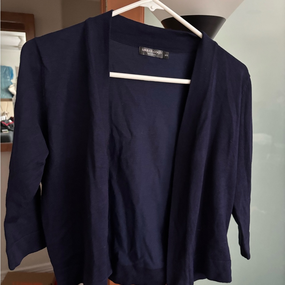 Navy Open-Front Women's Cardigan Sweater